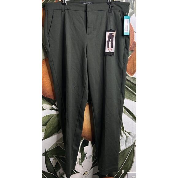 Liverpool Los Angeles Size 14 Kelsey Straight Trouser Pants Olive Green NWT - Picture 1 of 6